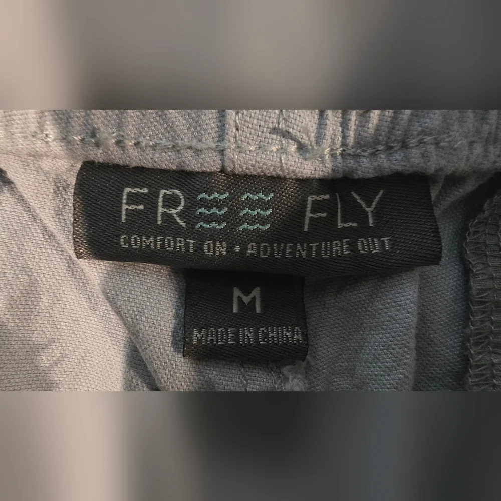 Free Fly Men's Stretch Canvas Bamboo Blend Elastic Light Blue Shorts Size Medium - Picture 6 of 8